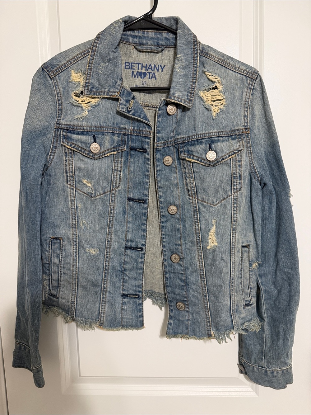 Bethany Mota Light Blue Distressed Denim Trucker Jacket